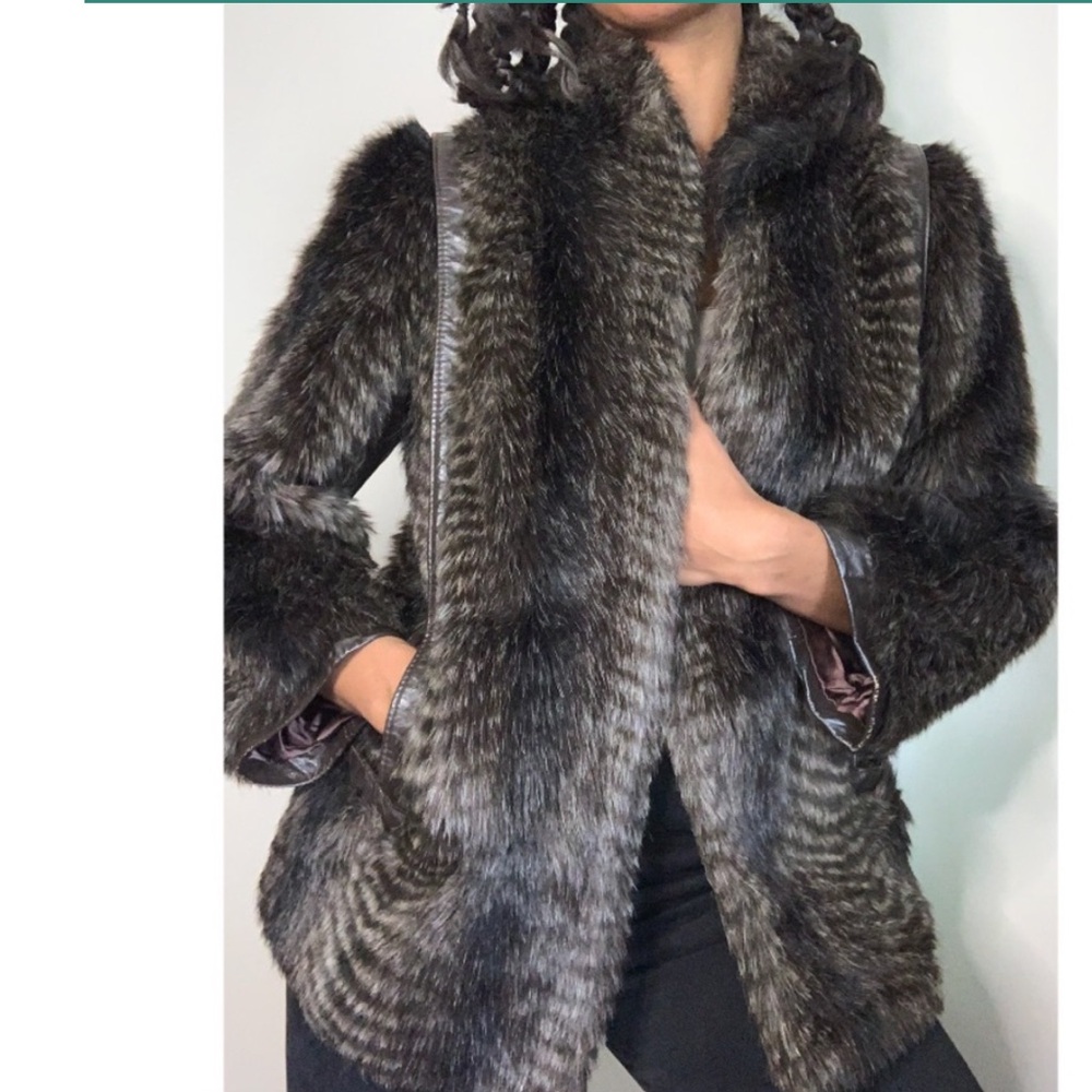 Beautiful Brownish/Gray Faux Fur Coat Size Medium